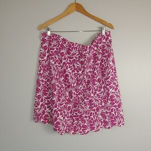 18W Talbots Woman Pink Floral Hawaiian Print Scalloped Skirt